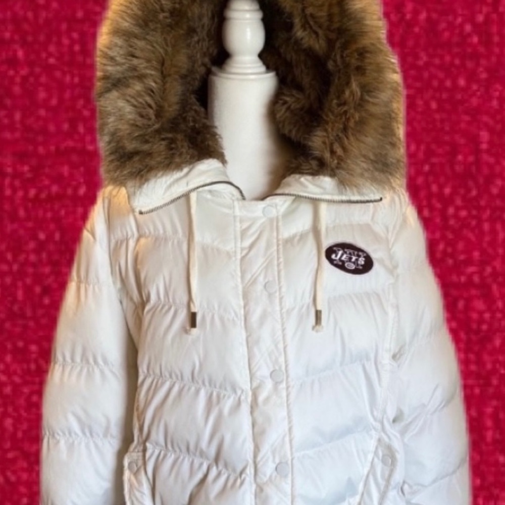 New York Jets Puffer Coat with Faux Fur Hood